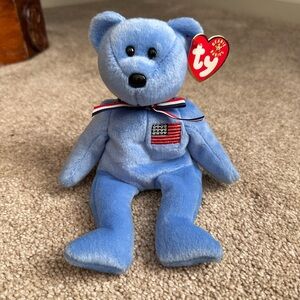 Ty Plush Blue Bear America
